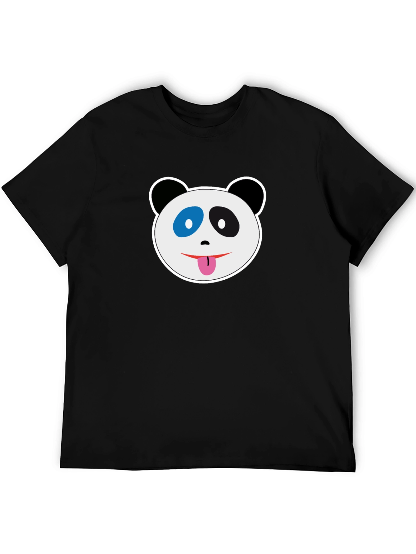 Black T-Shirt with Panda Face Graphic