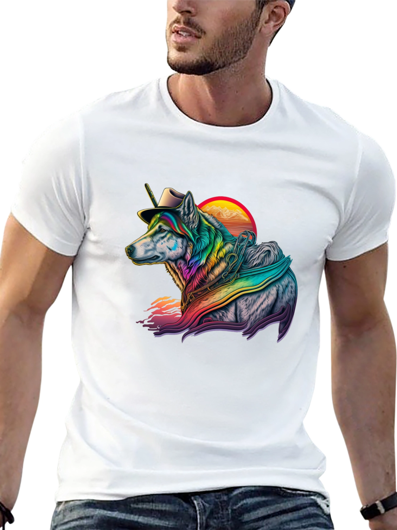 Rainbow Wolf T-Shirt - Unique Graphic Tee