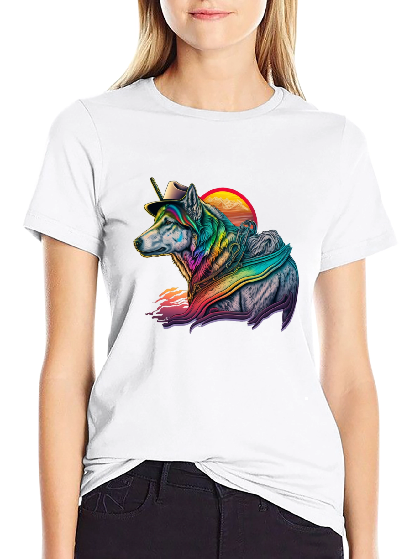 Rainbow Wolf T-Shirt - Unique Graphic Tee