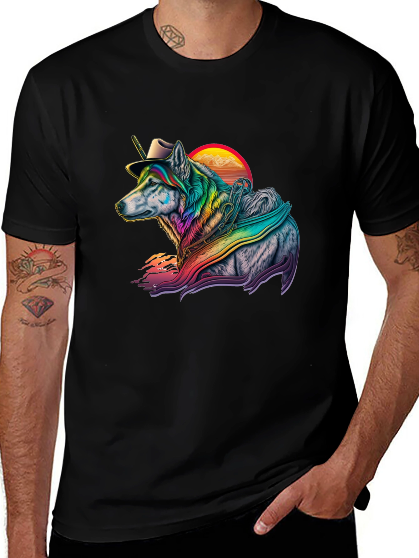 Rainbow Wolf T-Shirt - Unique Graphic Tee