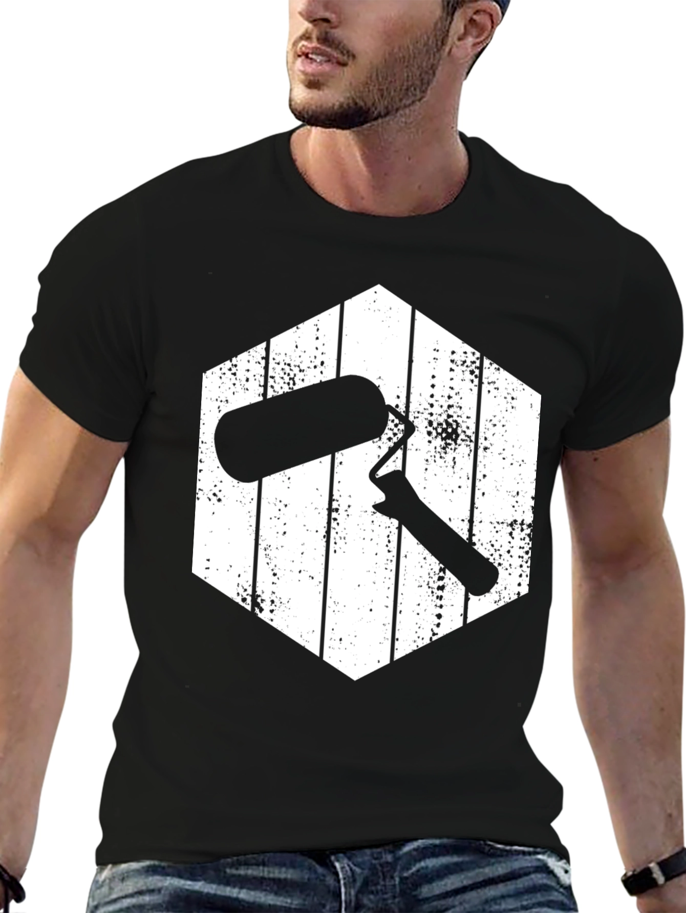 Painters Roller T-Shirt - Black Cotton Tee