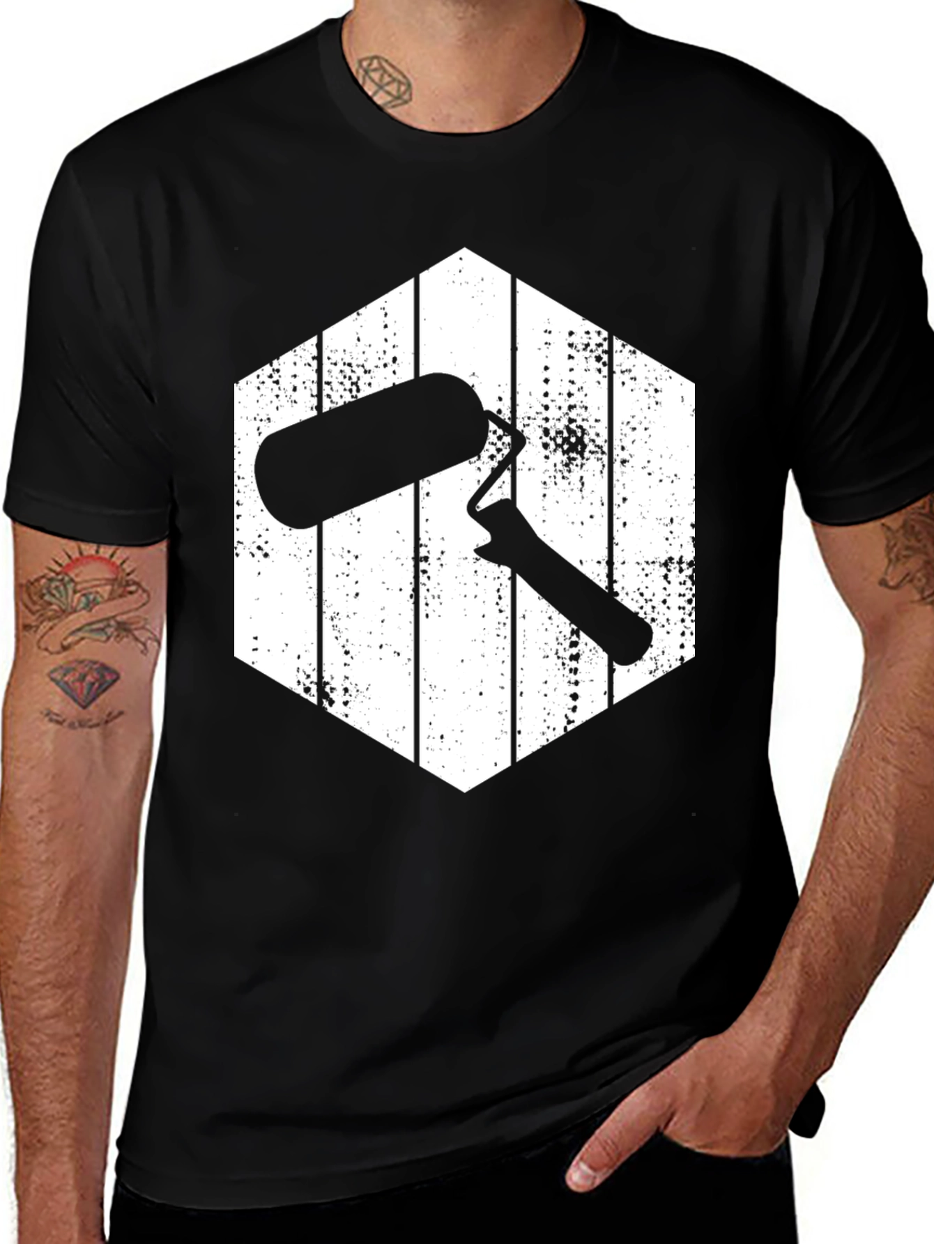 Painters Roller T-Shirt - Black Cotton Tee