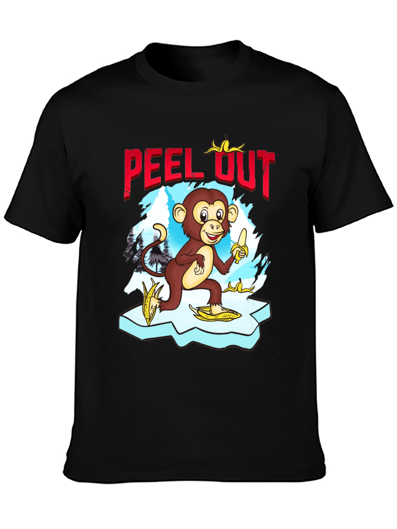 Peel Out Monkey T-Shirt - Funny Cartoon Tee