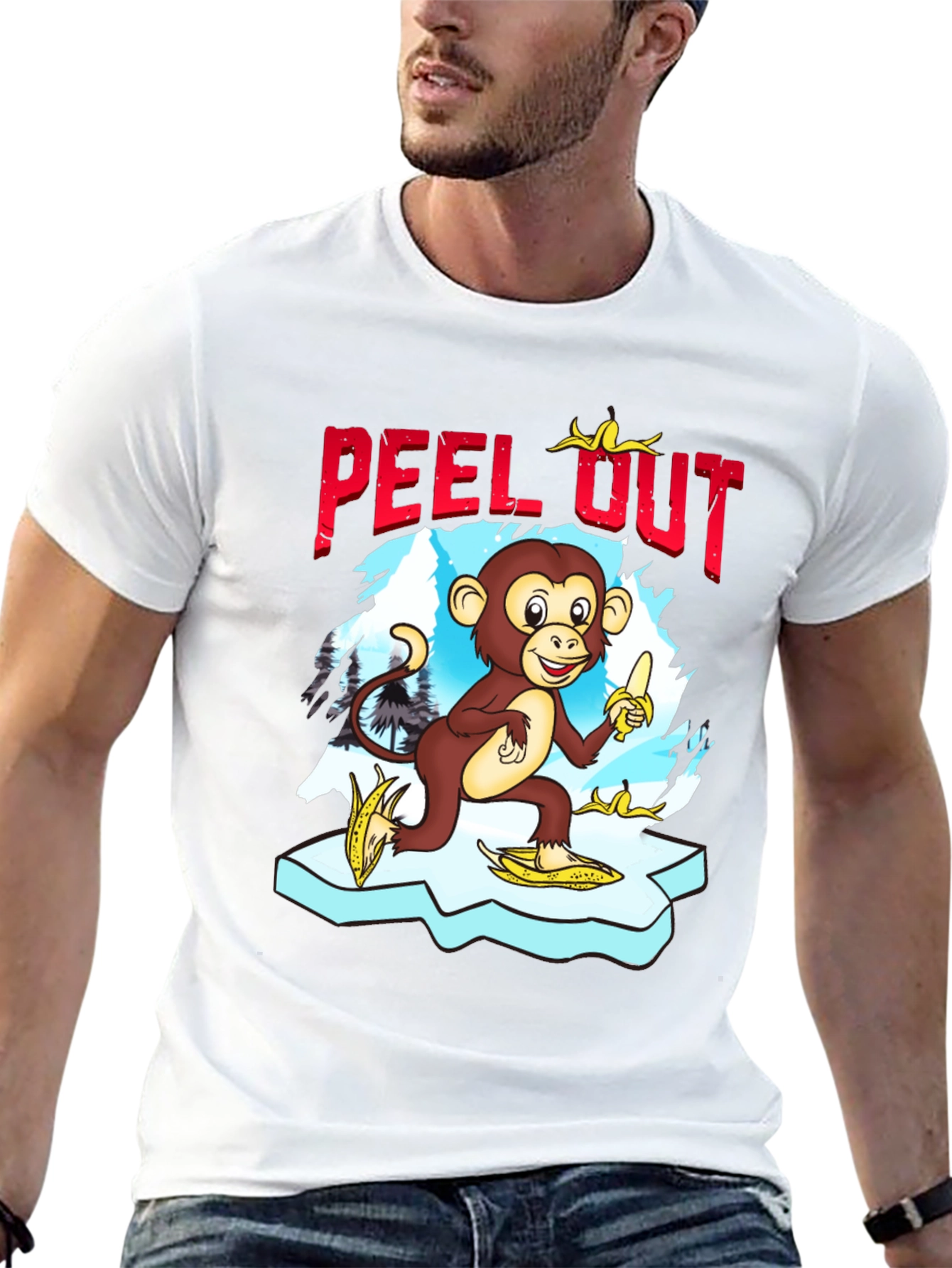 Peel Out Monkey T-Shirt - Funny Cartoon Tee