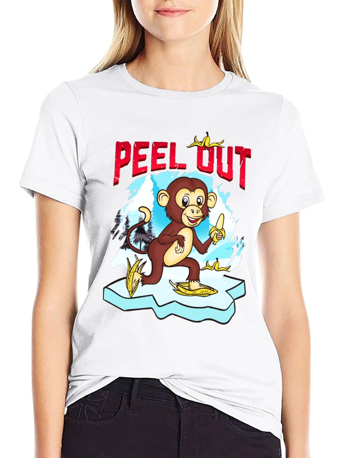 Peel Out Monkey T-Shirt - Funny Cartoon Tee