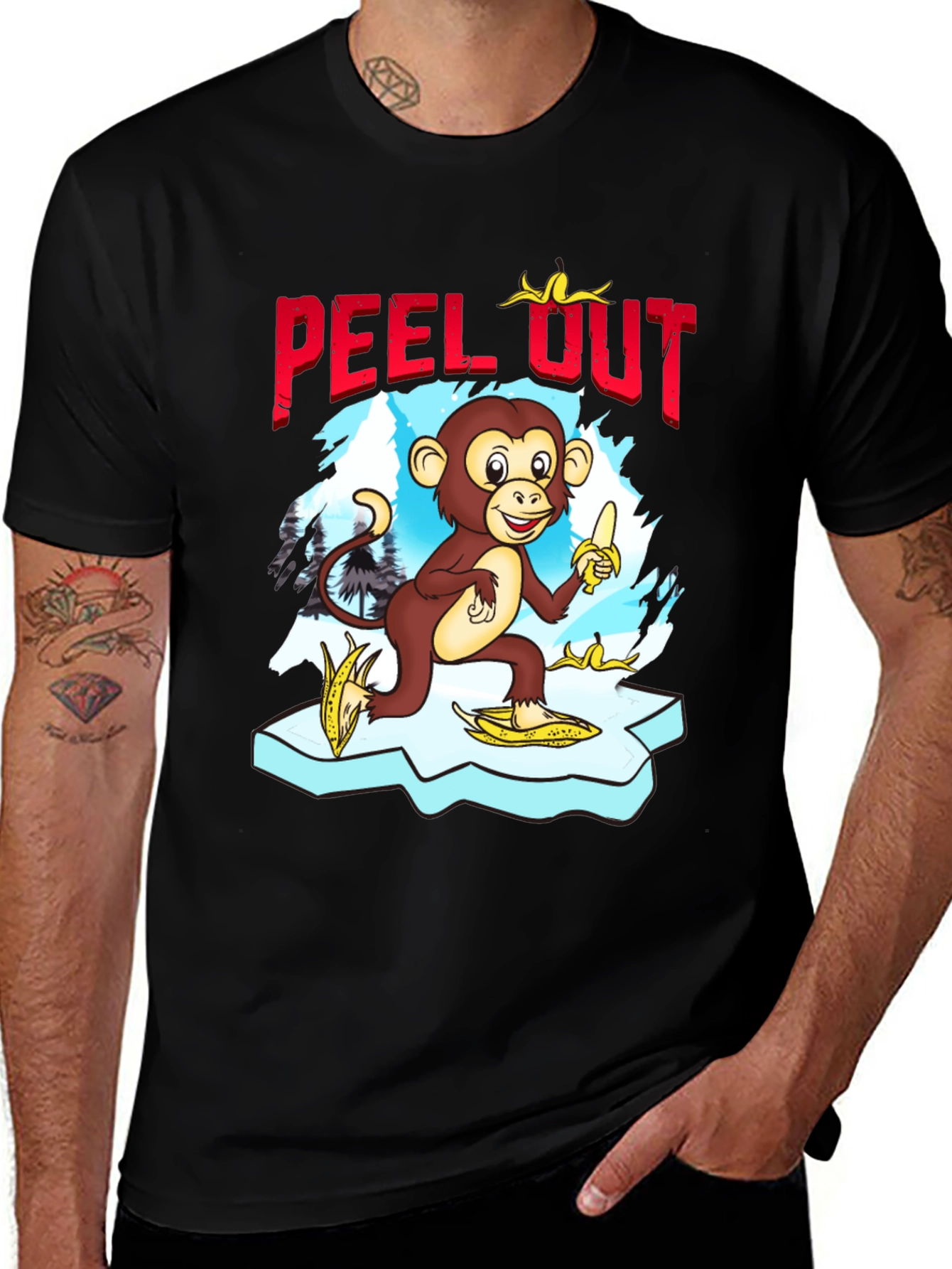 Peel Out Monkey T-Shirt - Funny Cartoon Tee