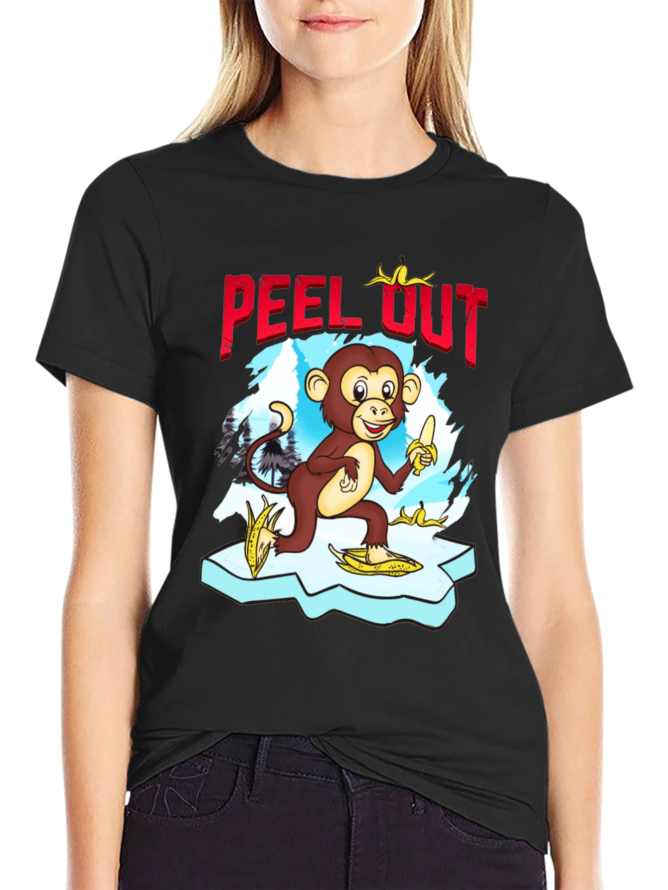 Peel Out Monkey T-Shirt - Funny Cartoon Tee