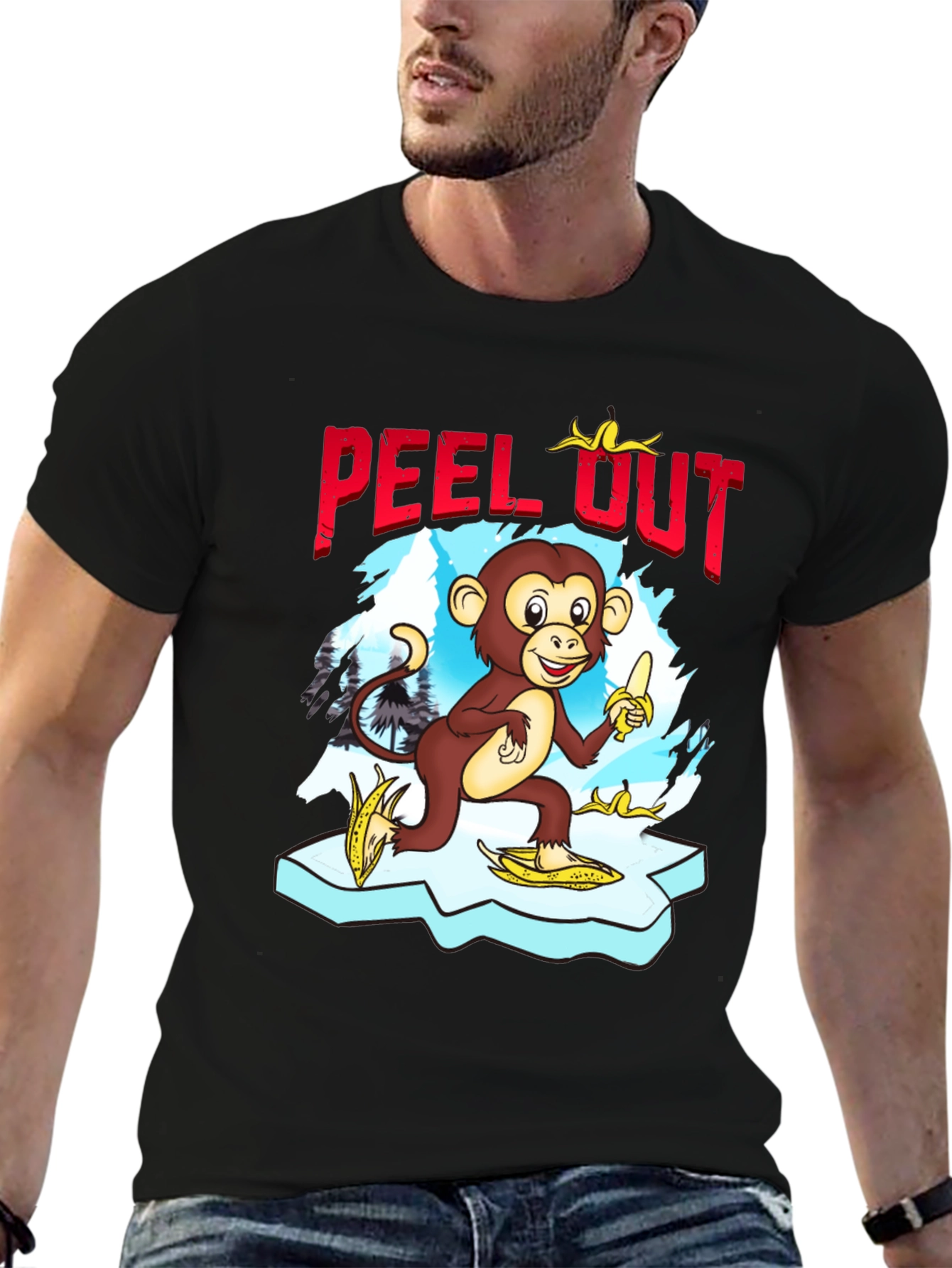 Peel Out Monkey T-Shirt - Funny Cartoon Tee