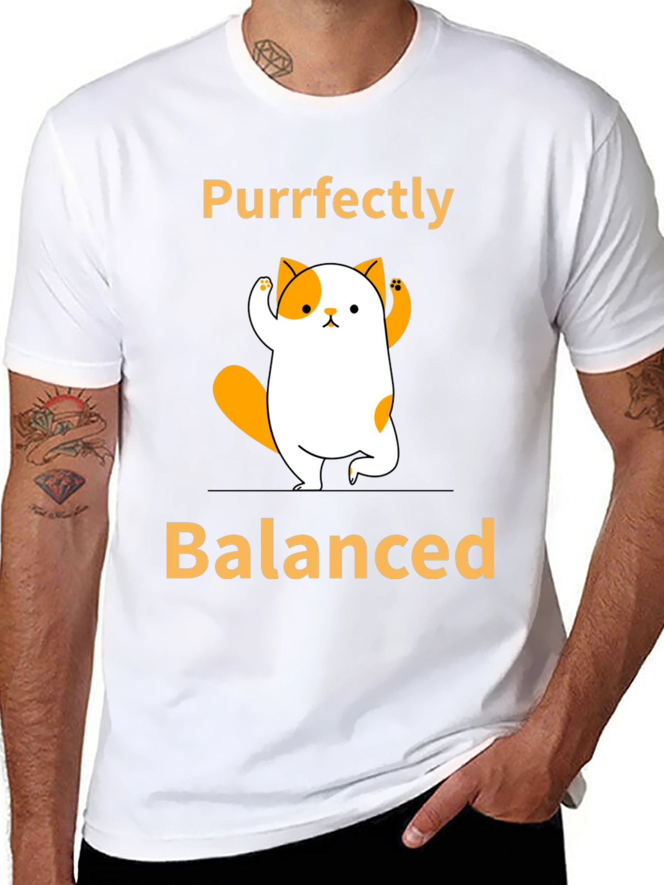 Purrfectly Balanced Yoga Cat Graphic T-Shirt