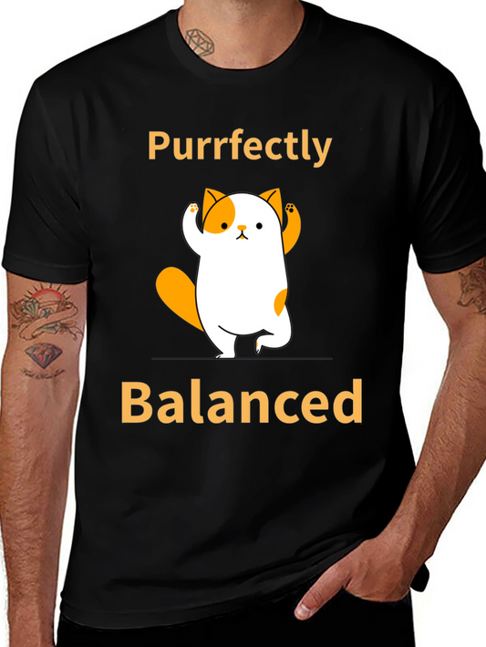 Purrfectly Balanced Yoga Cat Graphic T-Shirt