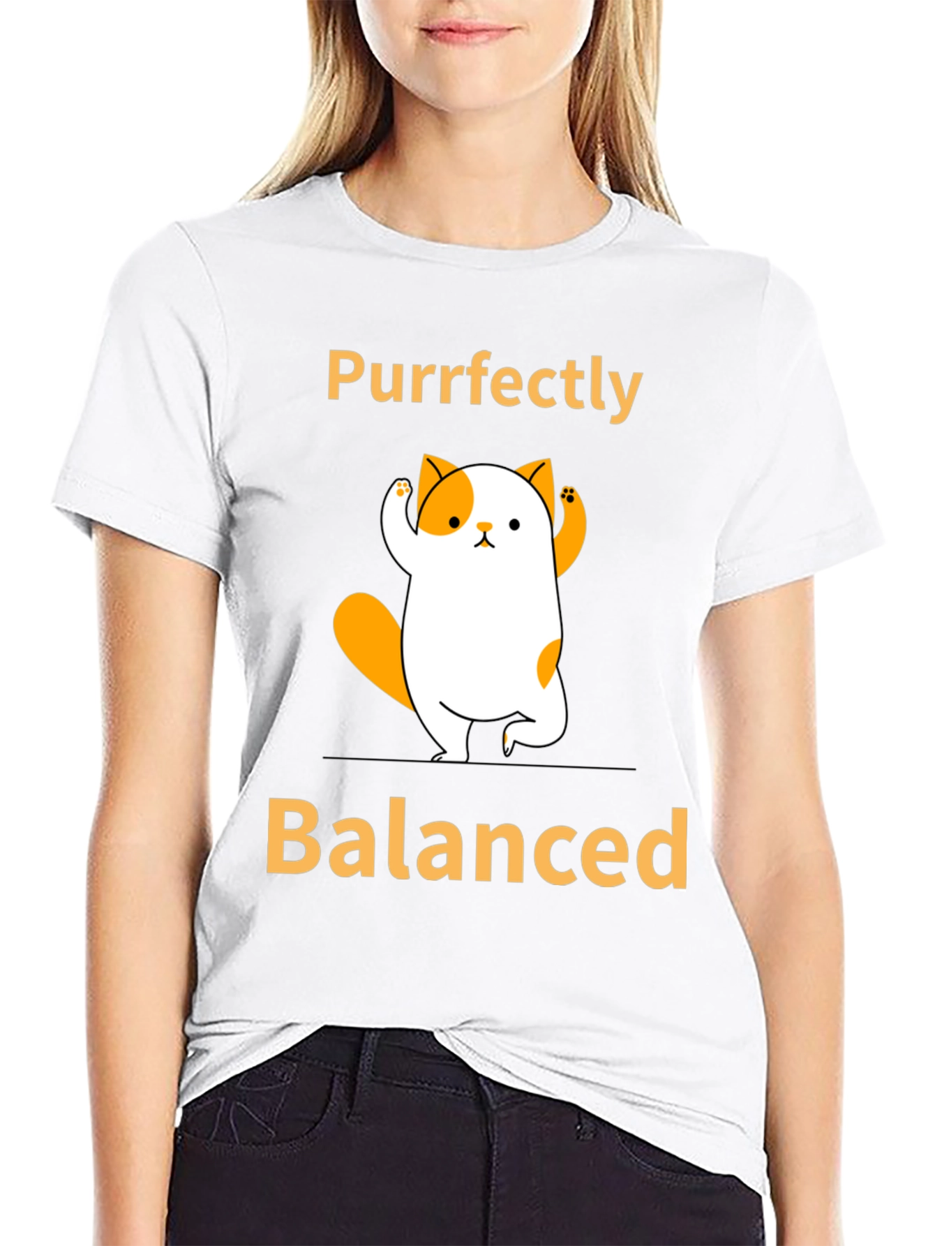 Purrfectly Balanced Yoga Cat Graphic T-Shirt