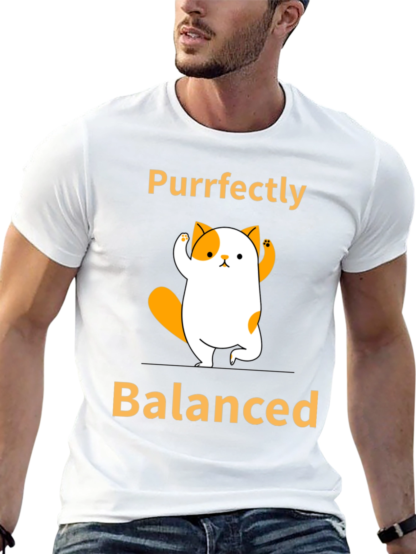 Purrfectly Balanced Yoga Cat Graphic T-Shirt