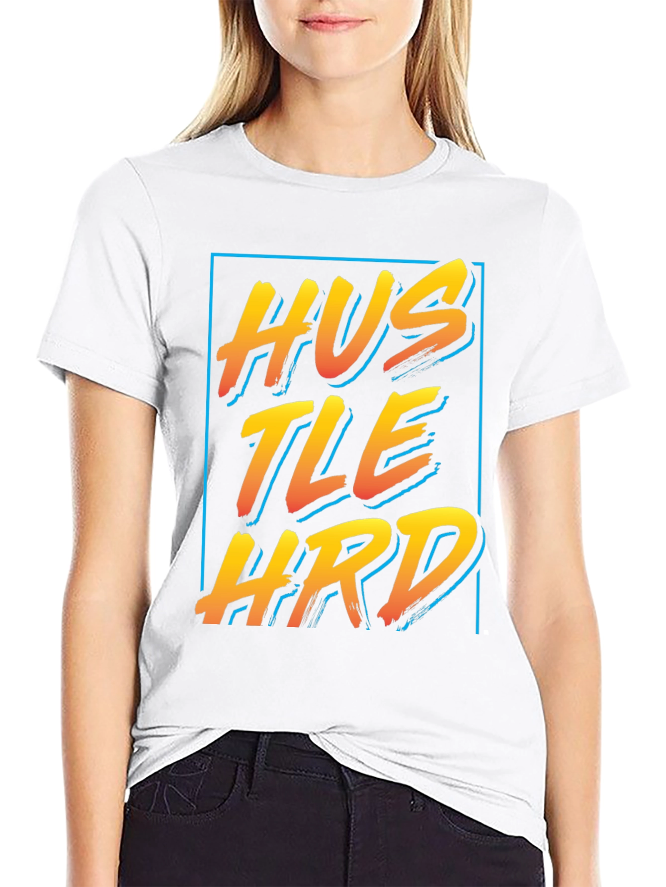 Hustle Hard Graphic Tee - Black Crew Neck Shirt