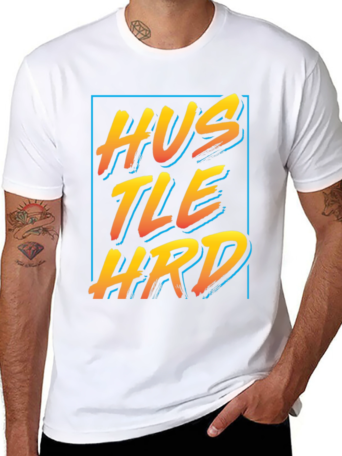 Hustle Hard Graphic Tee - Black Crew Neck Shirt