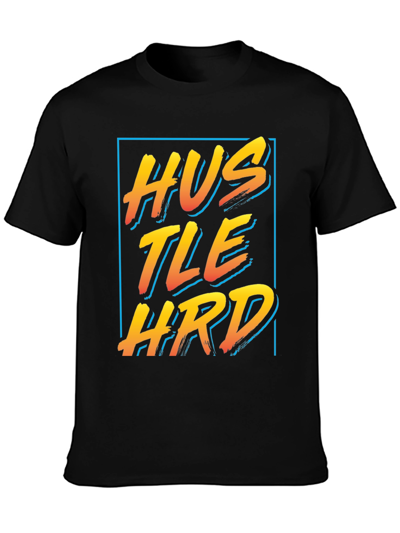 Hustle Hard Graphic Tee - Black Crew Neck Shirt