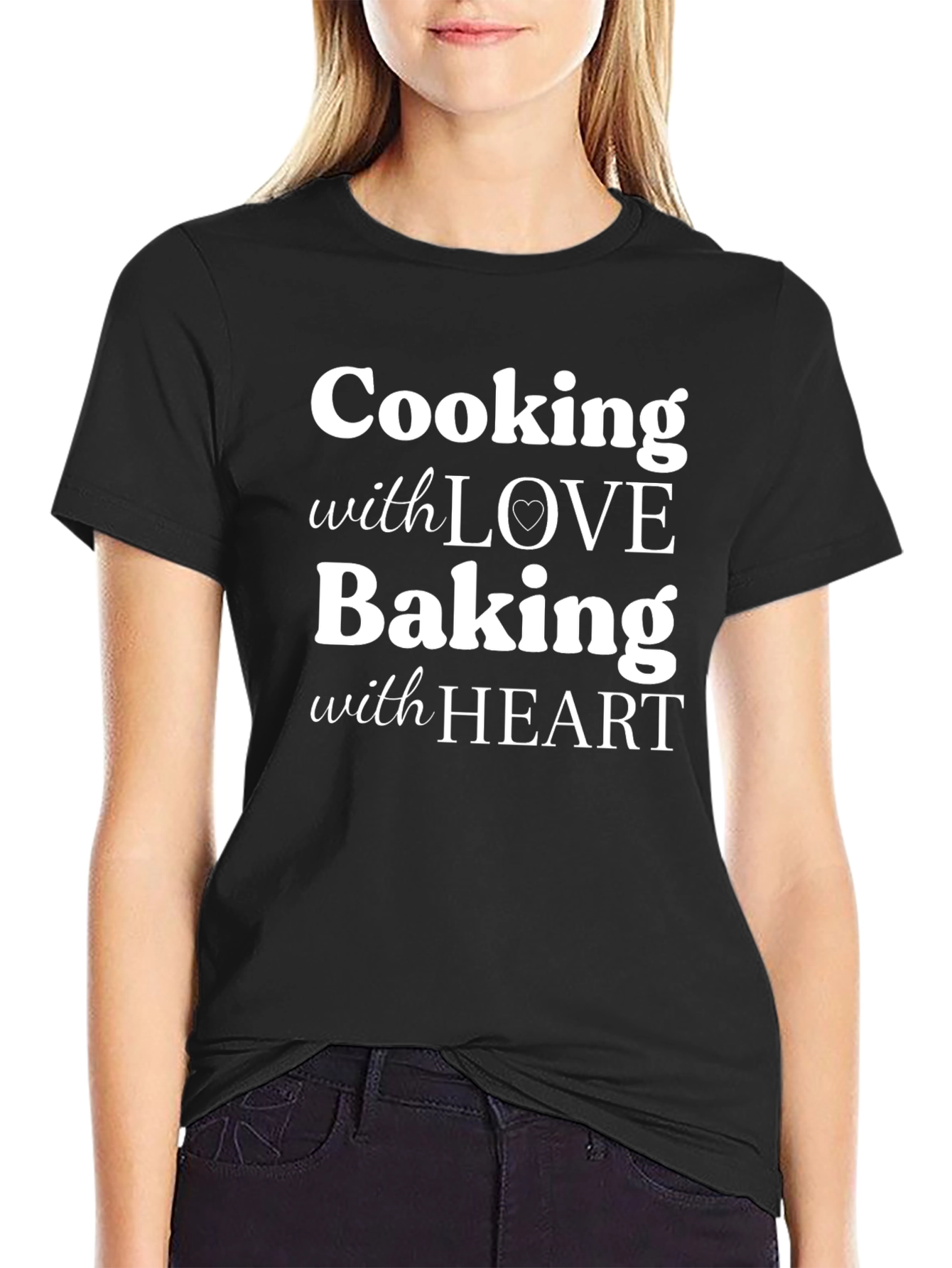 Cooking With Love Baking With Heart Graphic T-Shirt