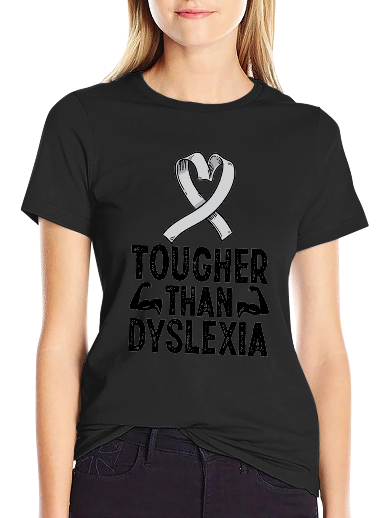 Tougher Than Dyslexia Awareness Ribbon T-Shirt