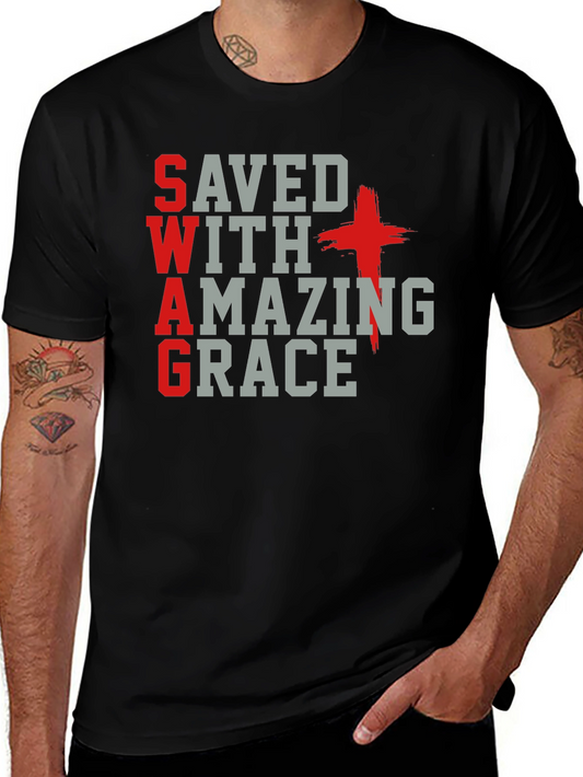 Saved With Amazing Grace Christian T-Shirt
