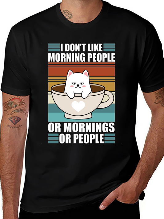 Funny I Dont Like Morning People Cat T-Shirt