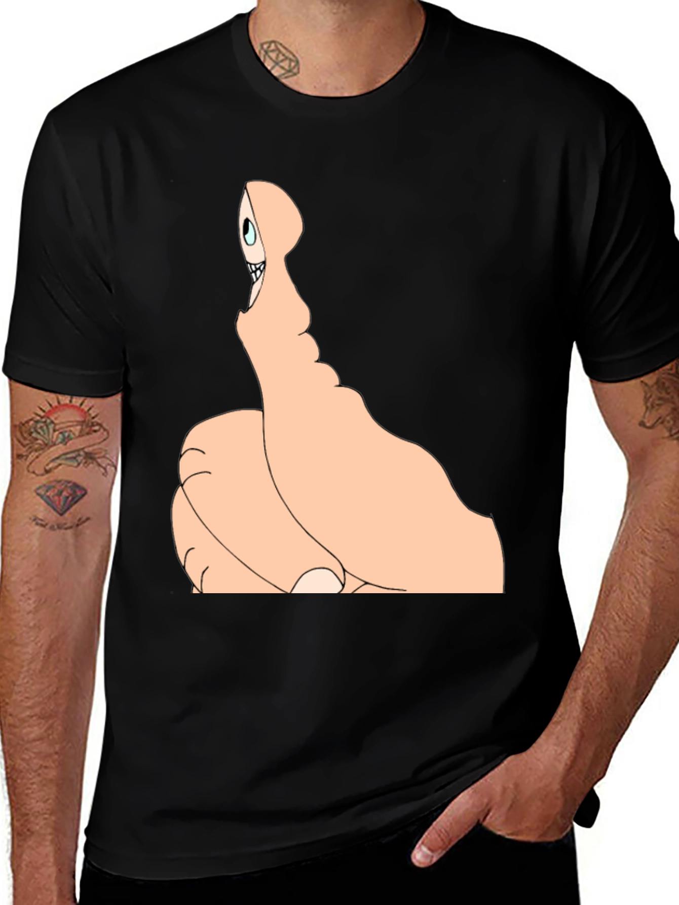 Thumbs Up Skeleton Black T-Shirt