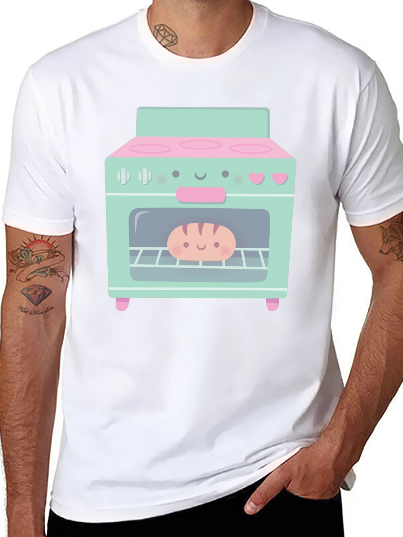 Cute Cartoon Oven Graphic T-Shirt