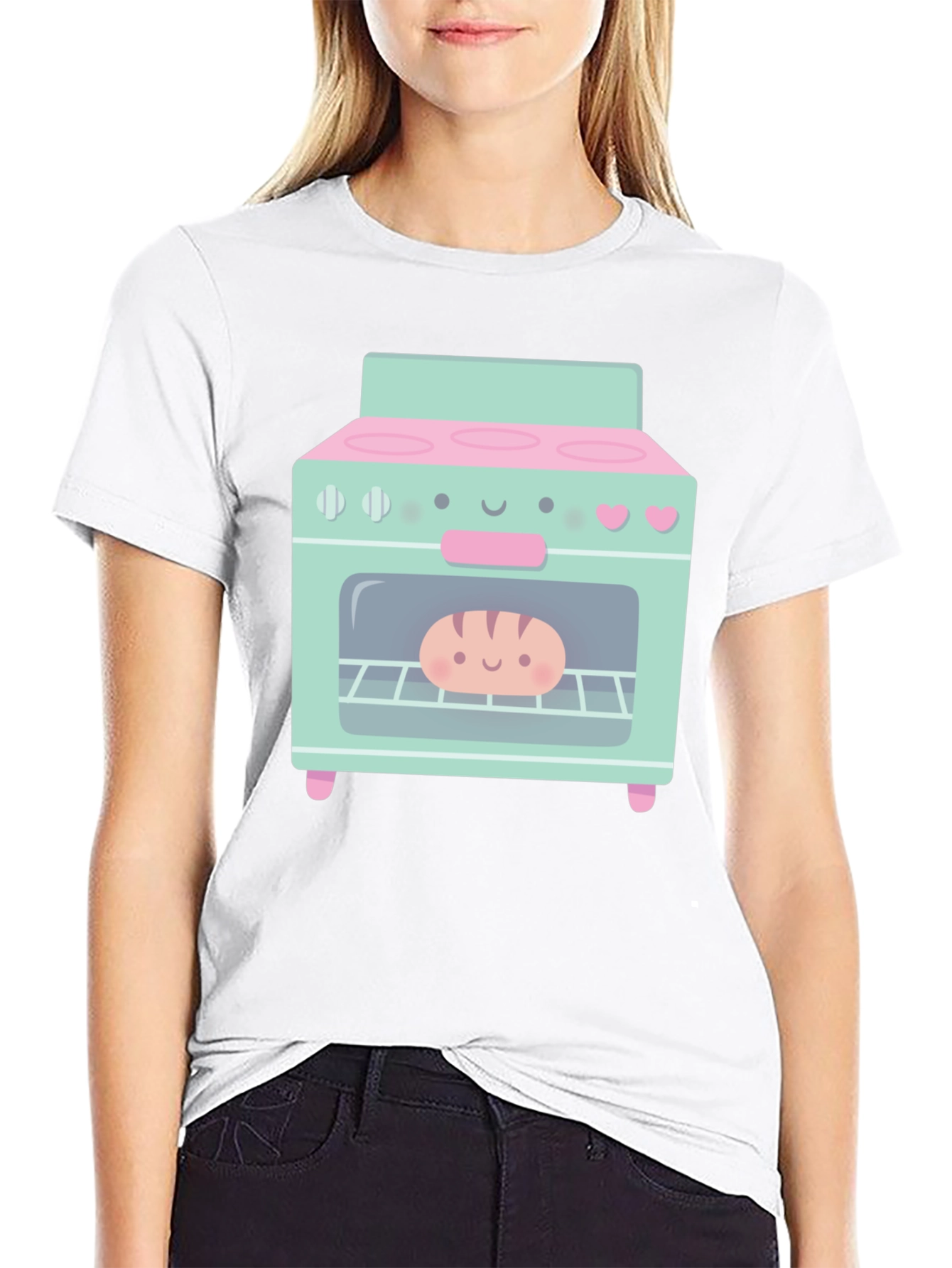 Cute Cartoon Oven Graphic T-Shirt