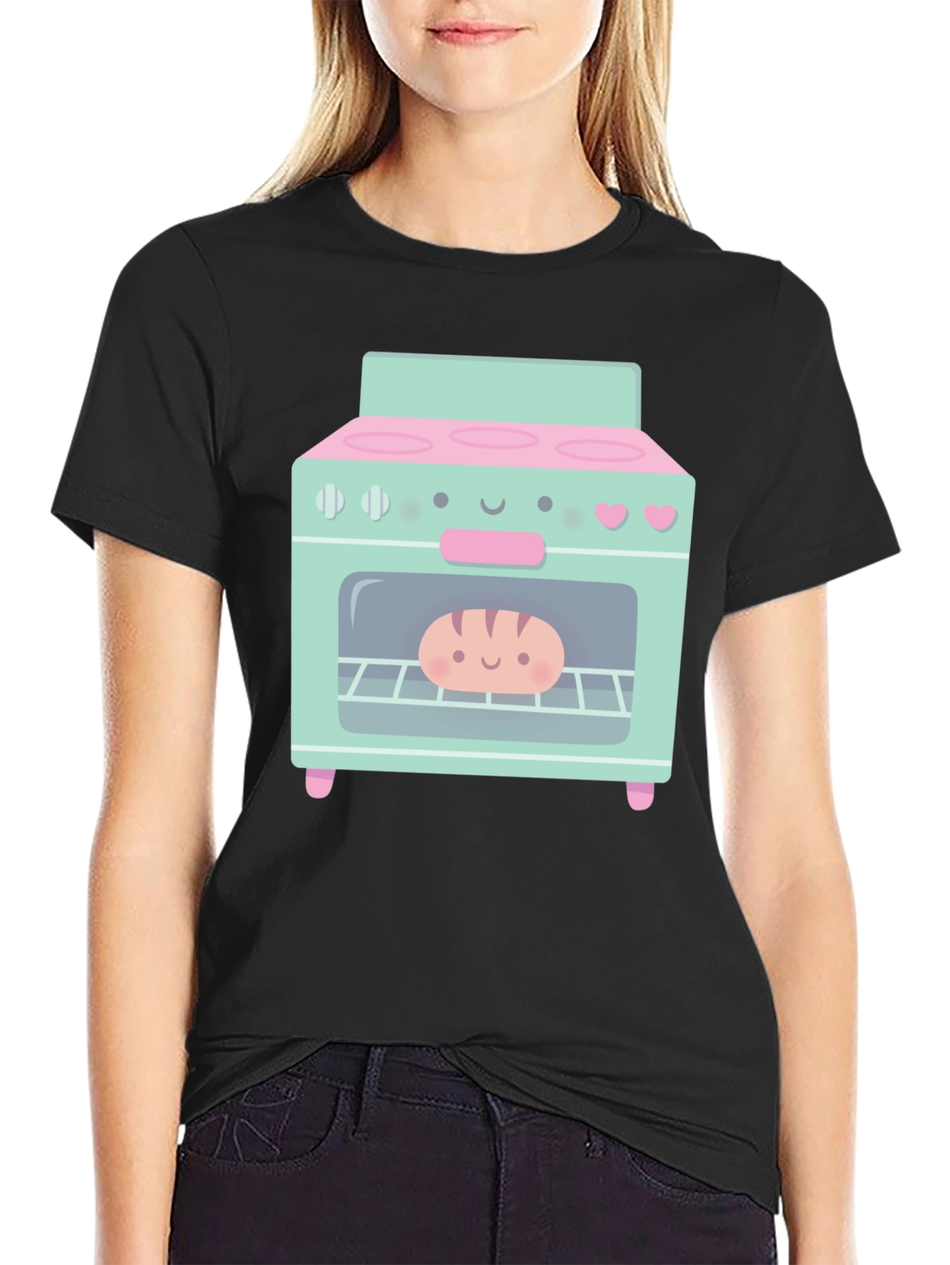 Cute Cartoon Oven Graphic T-Shirt
