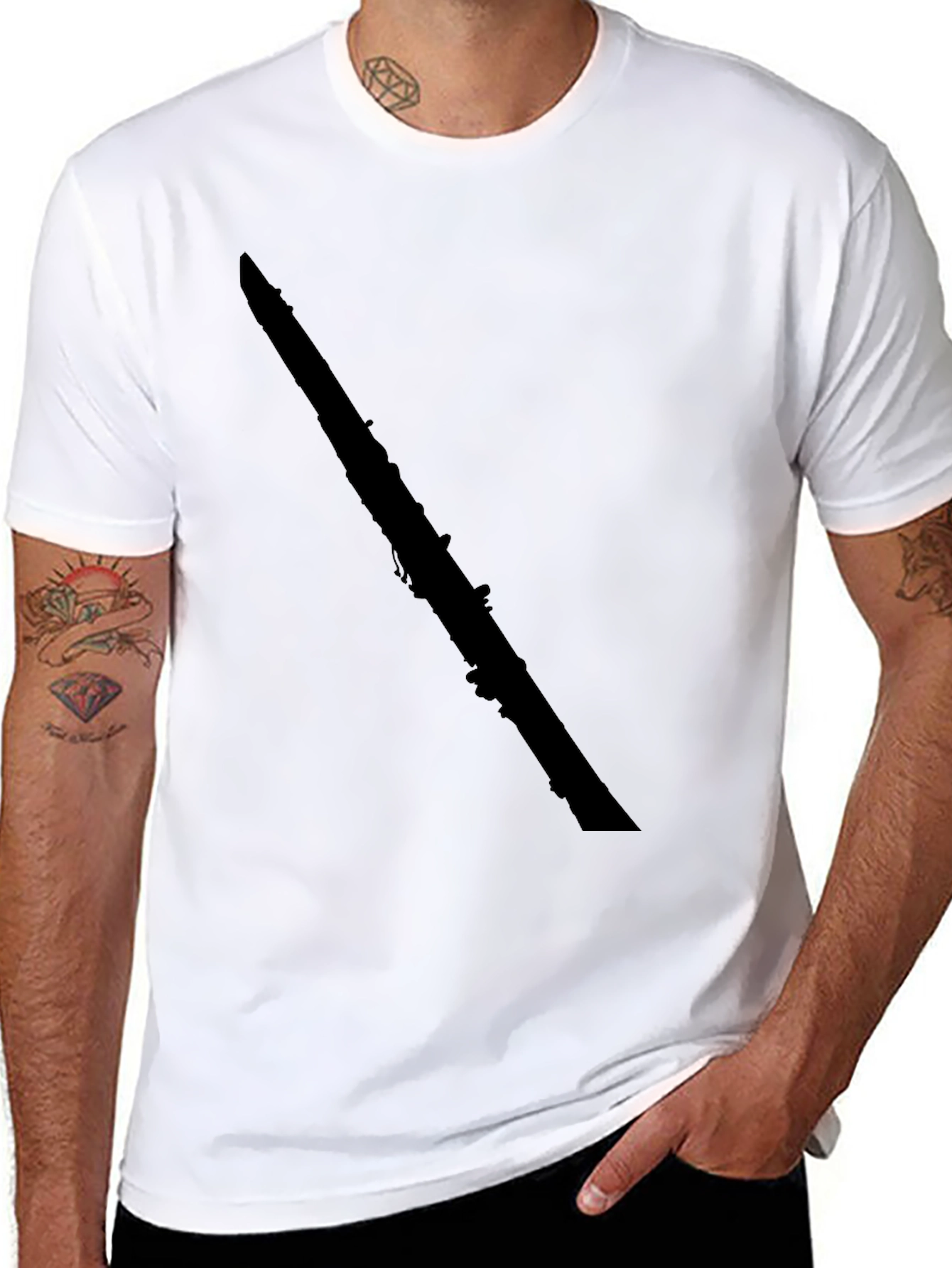 Black Clarinet Graphic Tee - Musician Style