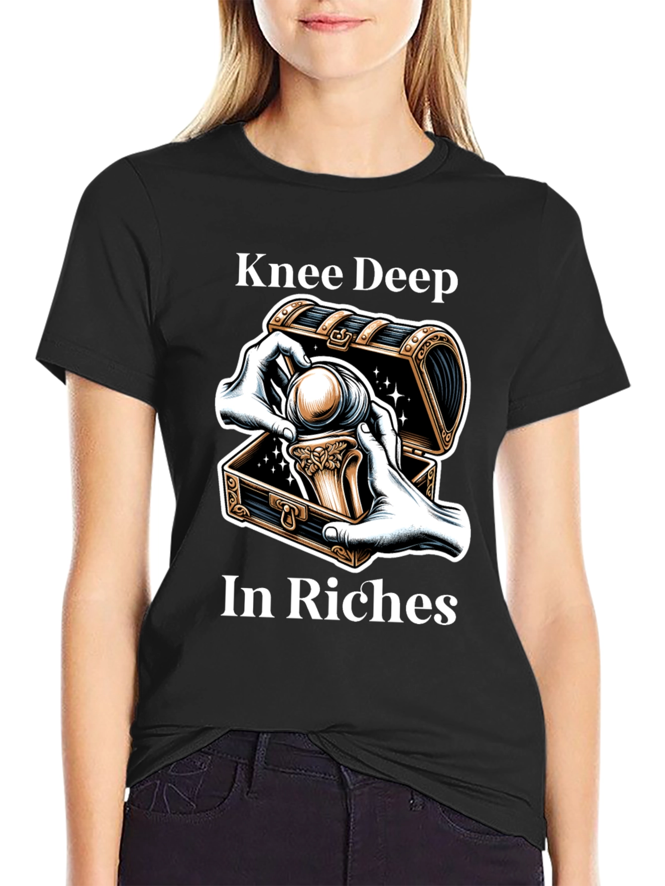 Knee Deep in Riches Black Graphic Tee
