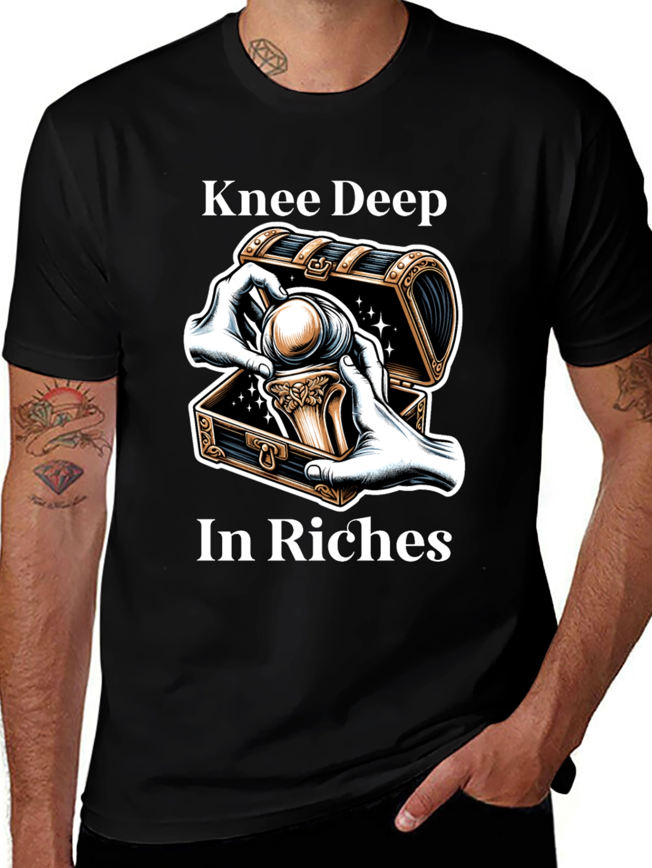 Knee Deep in Riches Black Graphic Tee