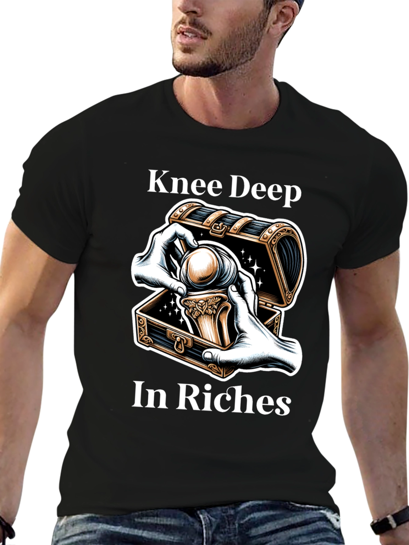Knee Deep in Riches Black Graphic Tee