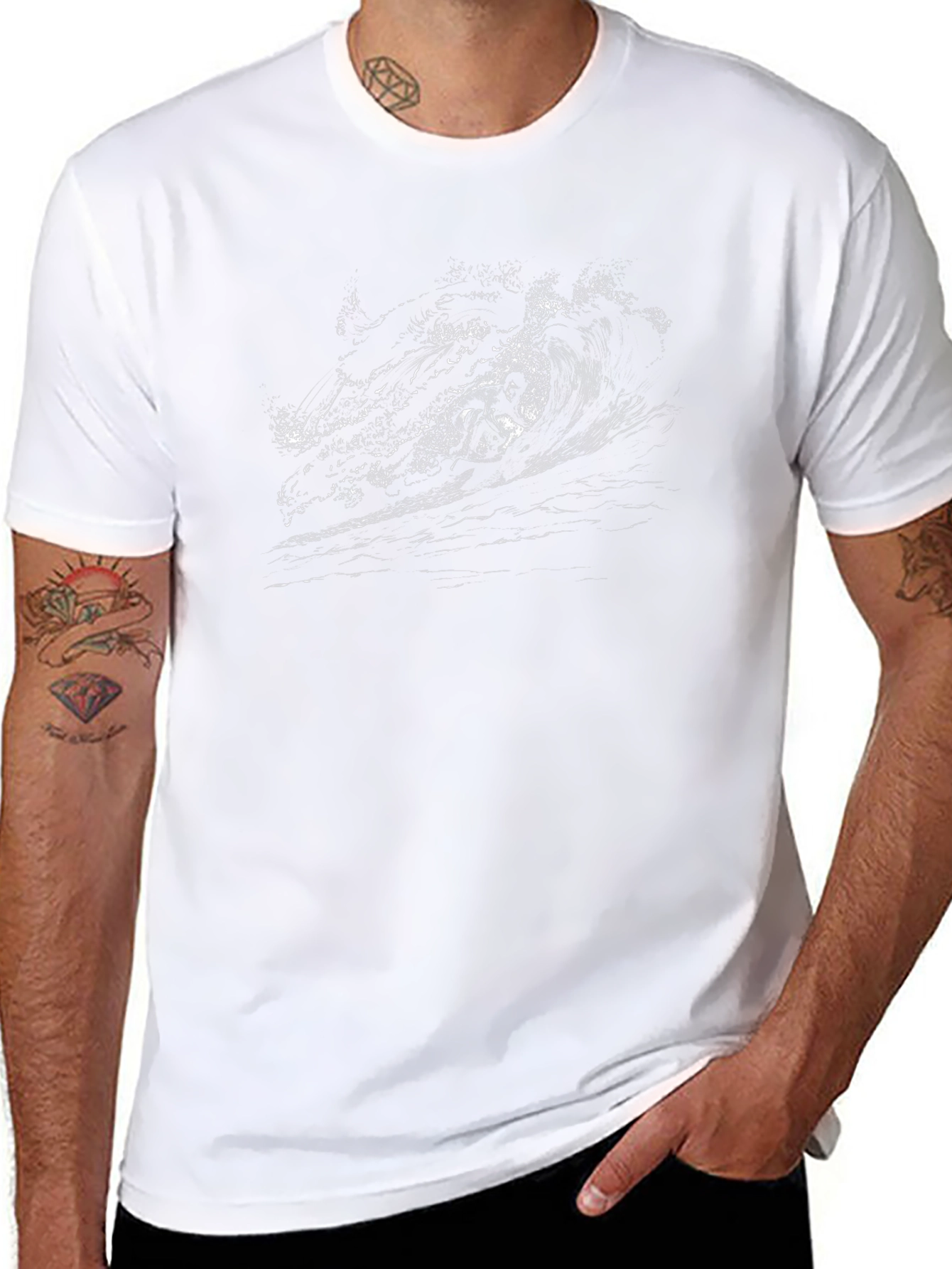 Surfer Wave Graphic Black T-Shirt