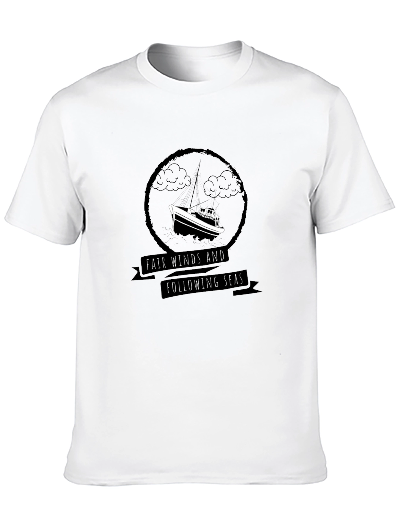 Nautical Black T-Shirt - Fair Winds & Following Seas