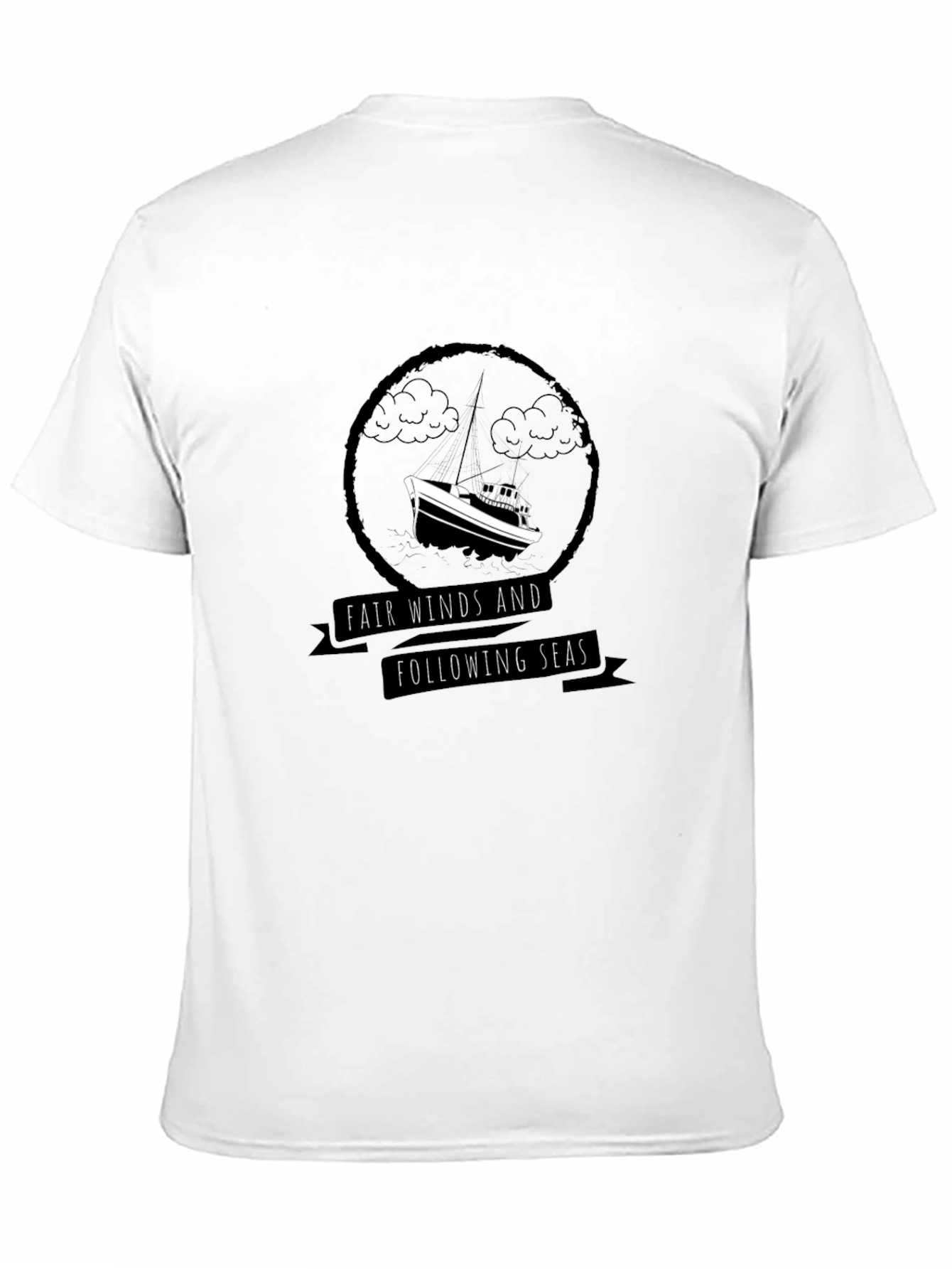 Nautical Black T-Shirt - Fair Winds & Following Seas