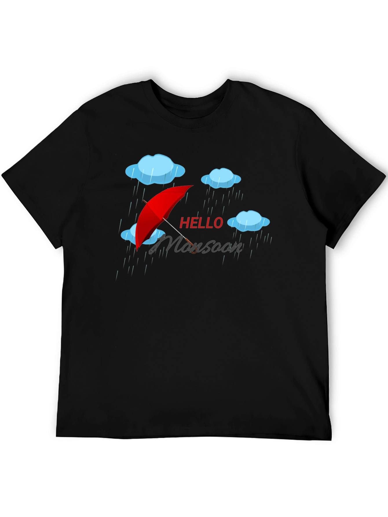 Hello Monsoon Black Graphic T-Shirt