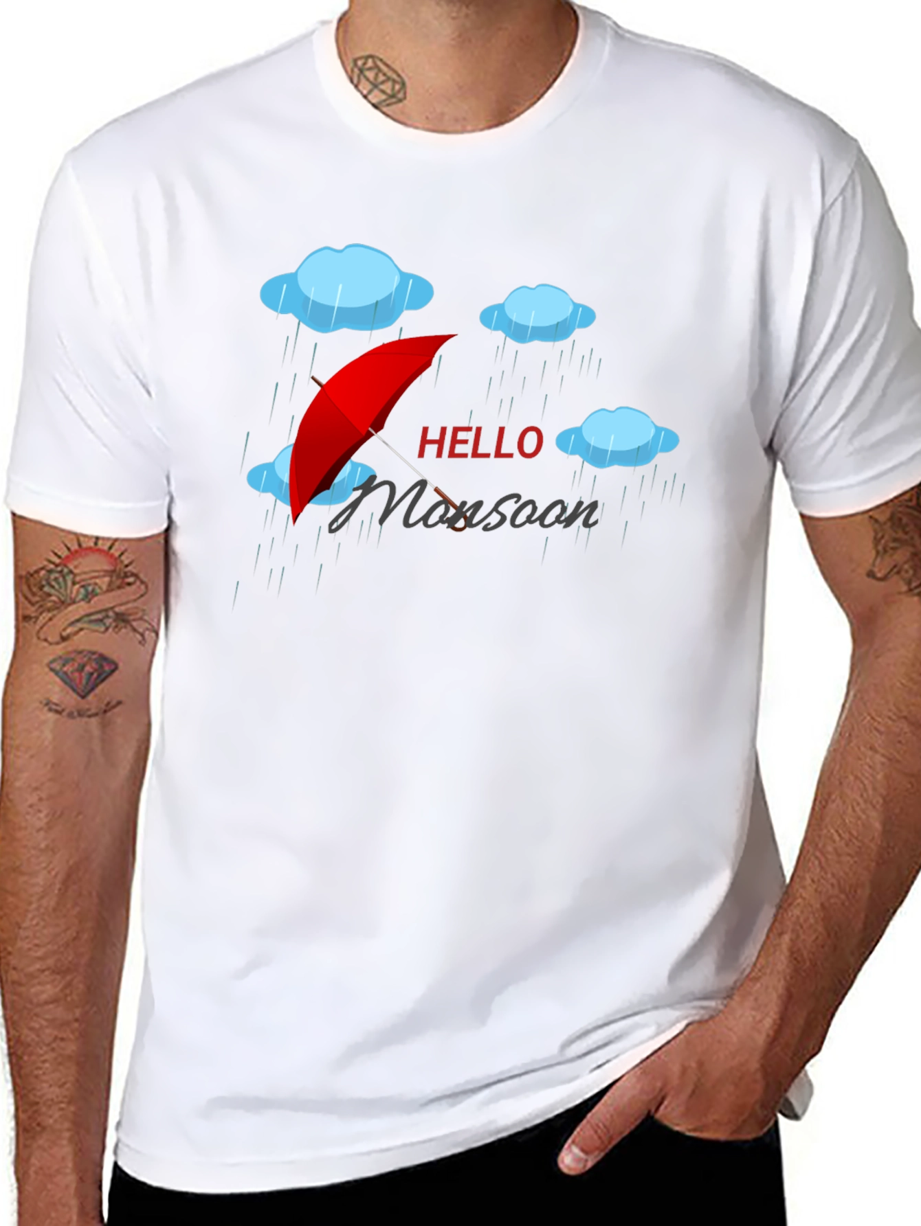 Hello Monsoon Black Graphic T-Shirt