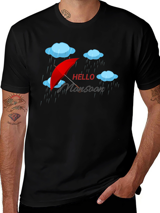 Hello Monsoon Black Graphic T-Shirt