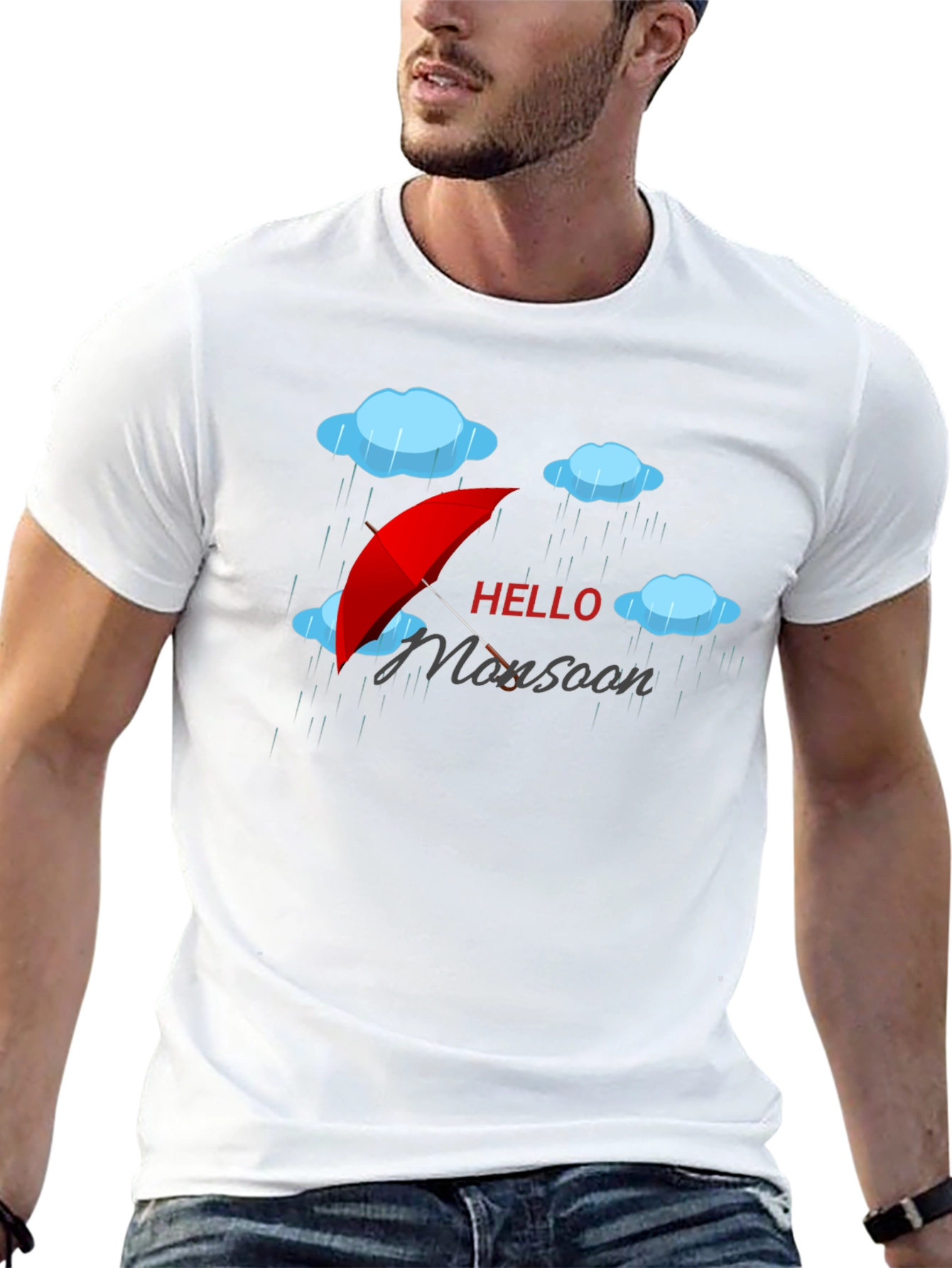 Hello Monsoon Black Graphic T-Shirt
