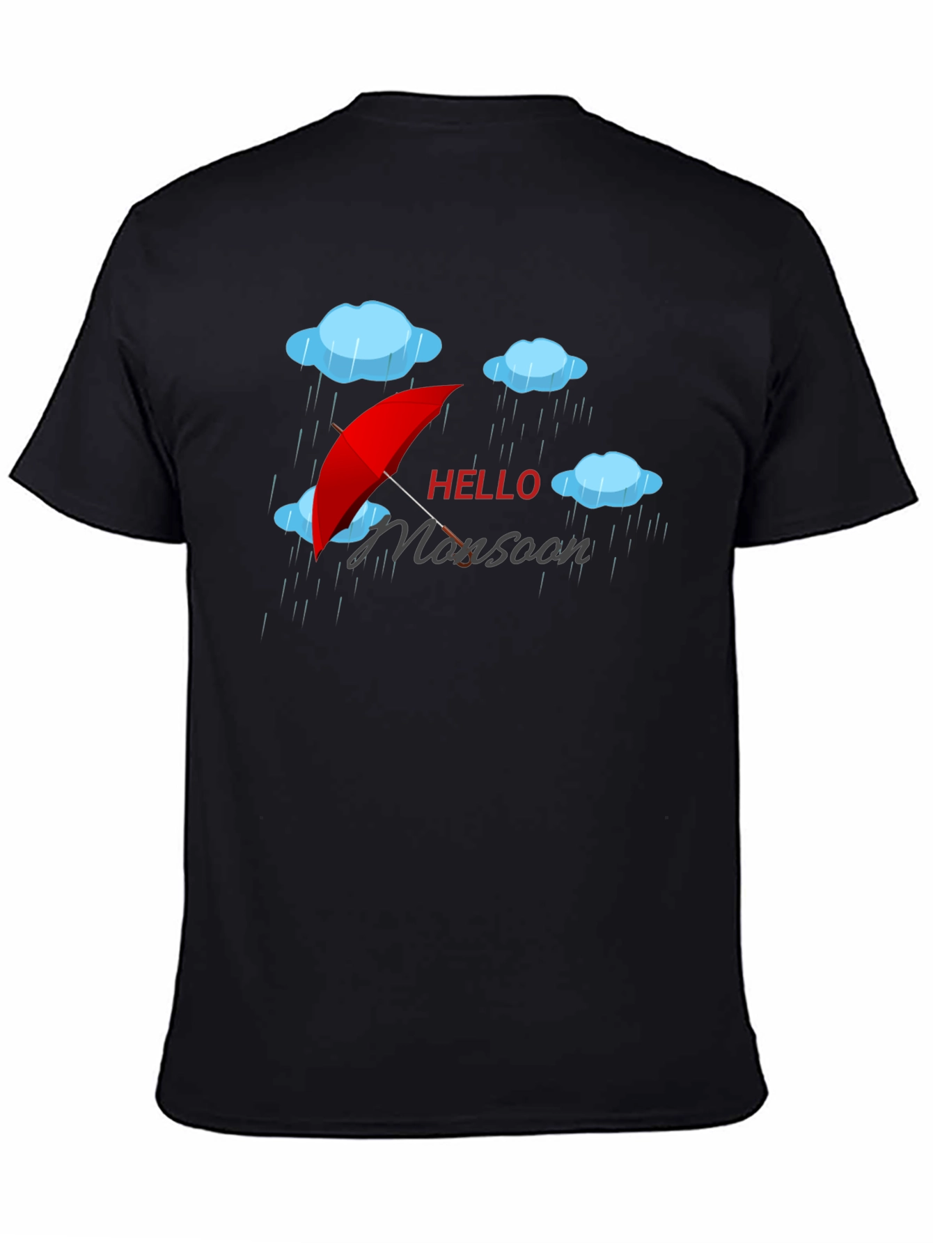 Hello Monsoon Black Graphic T-Shirt