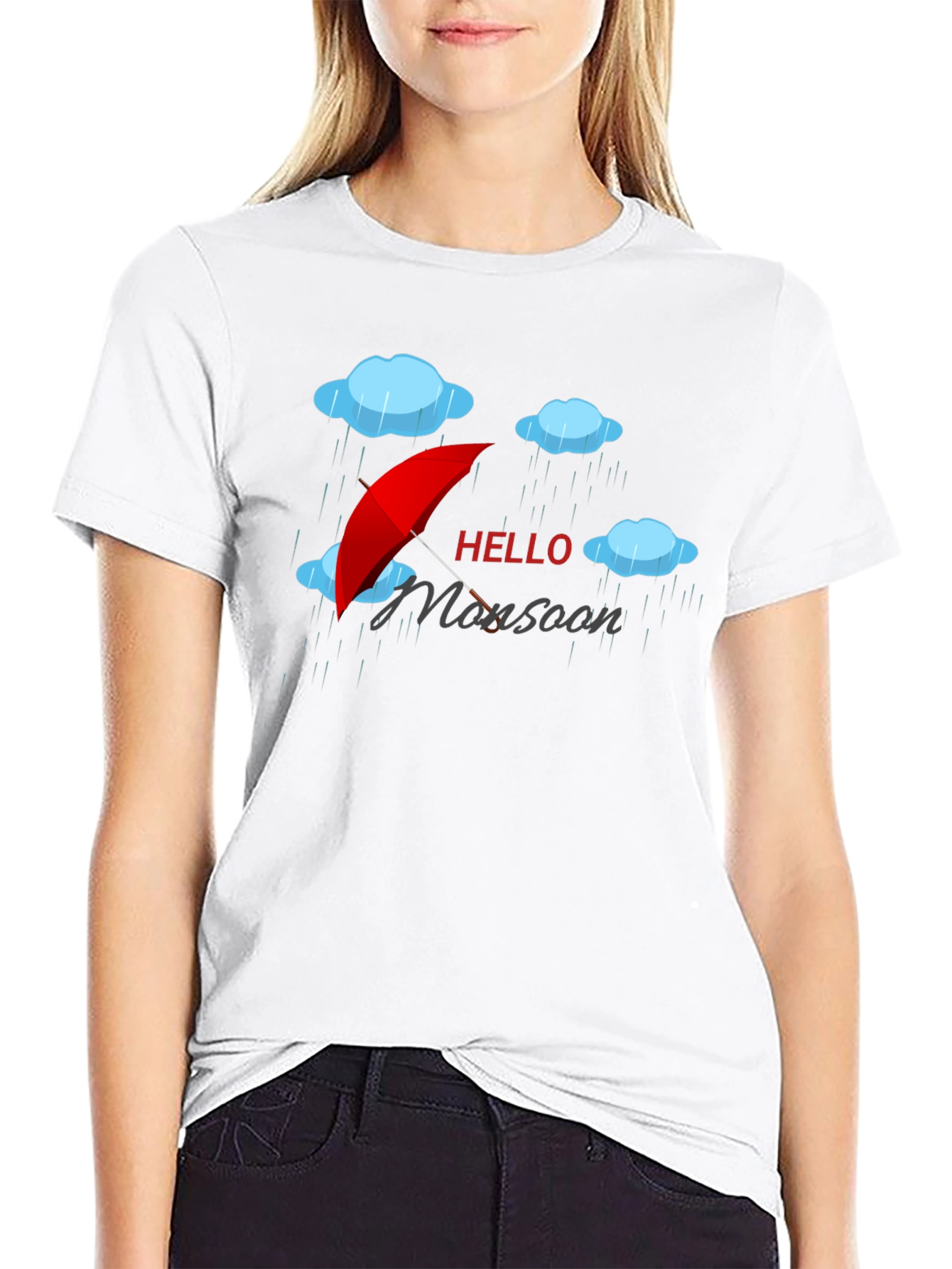 Hello Monsoon Black Graphic T-Shirt