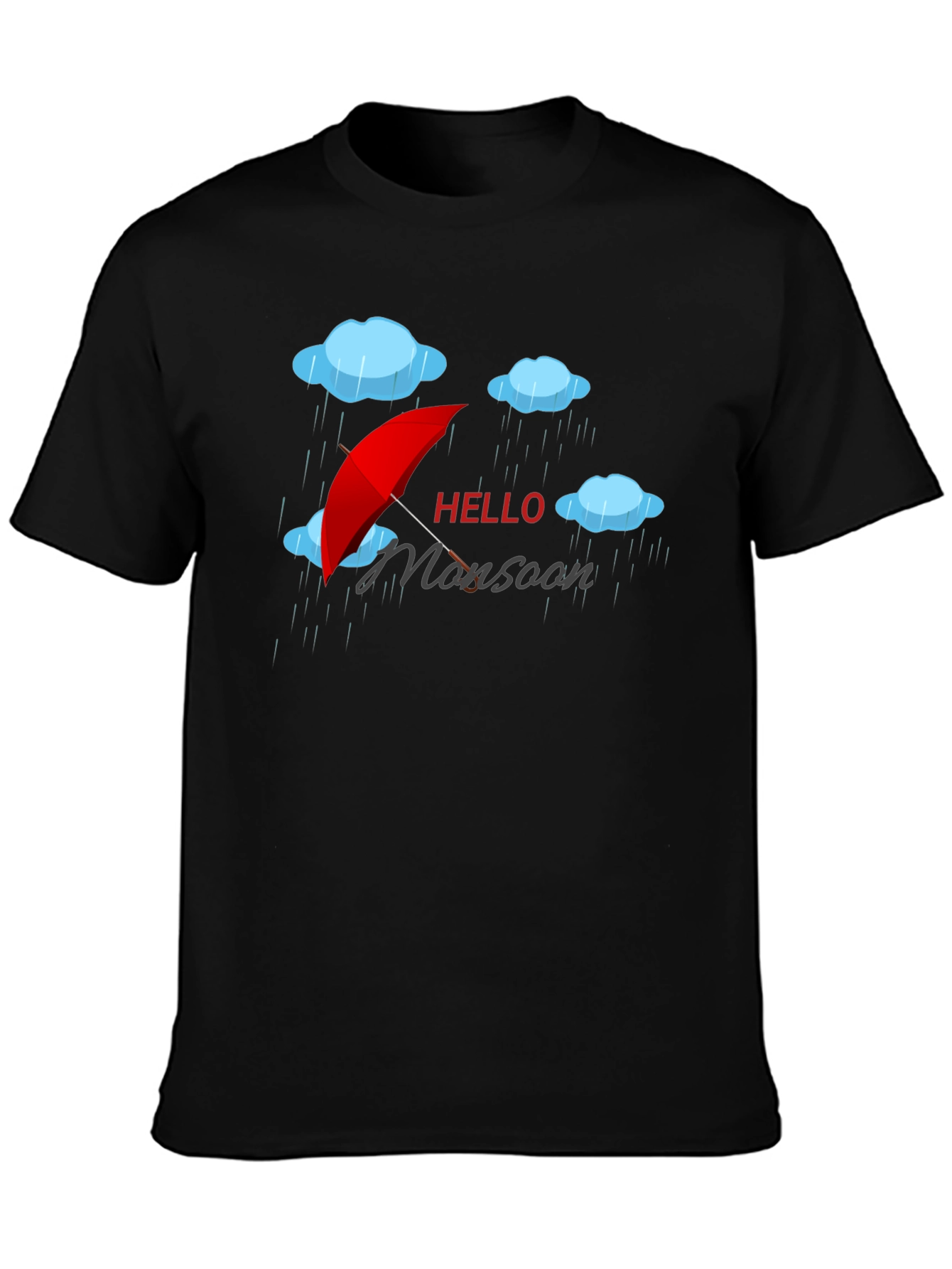 Hello Monsoon Black Graphic T-Shirt