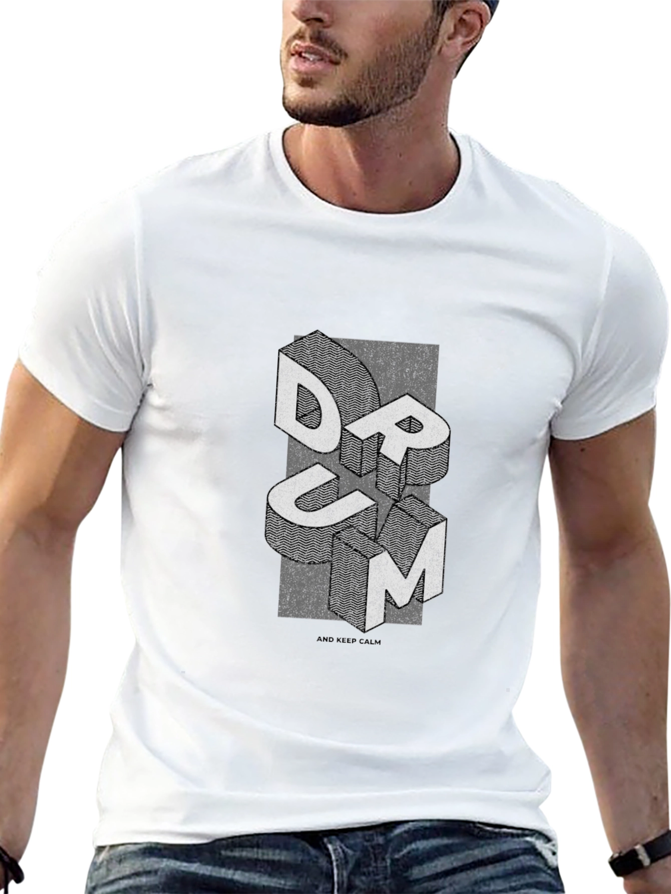 Abstract DRUM Graphic Tee - Mens Black T-Shirt