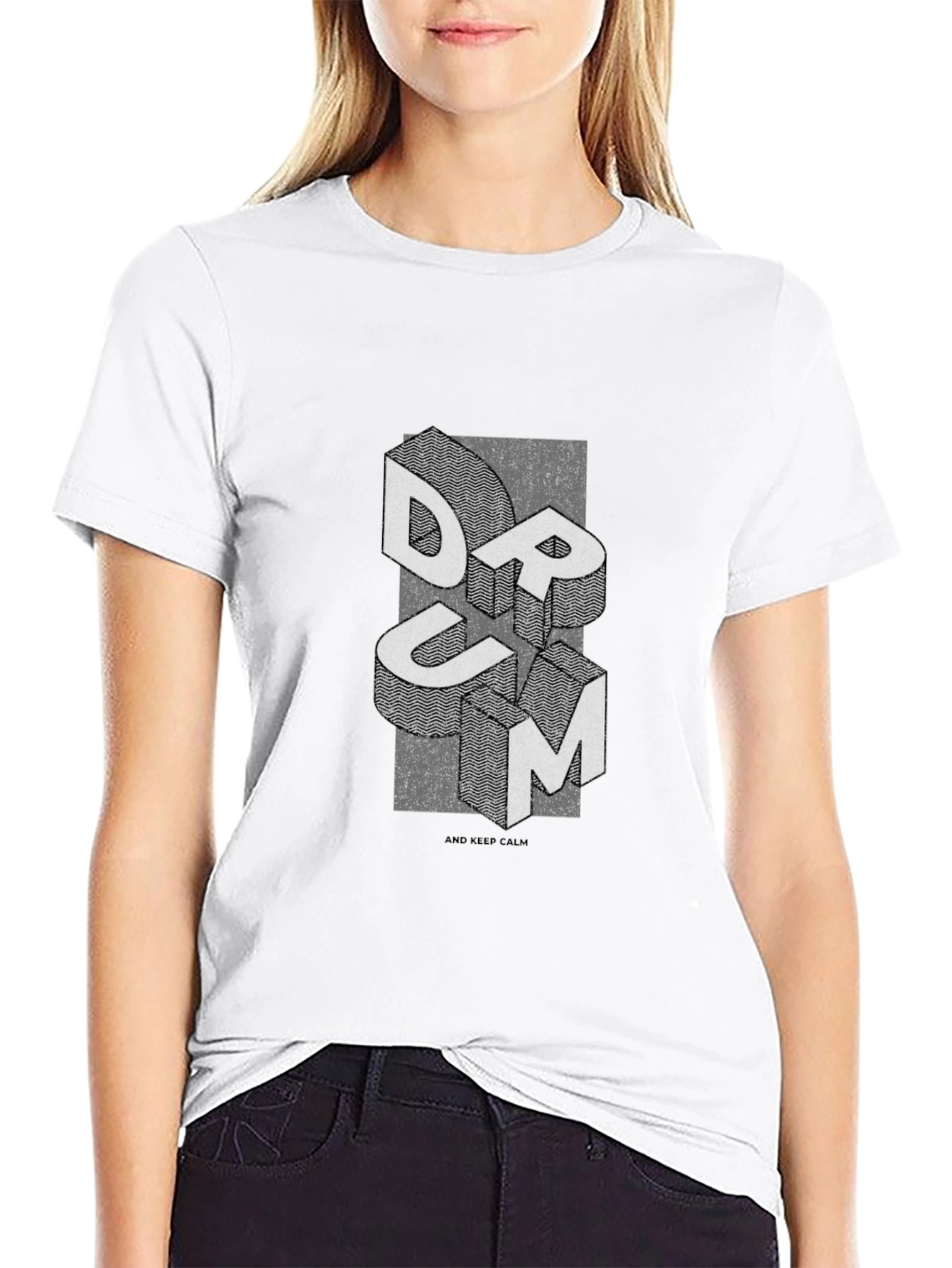 Abstract DRUM Graphic Tee - Mens Black T-Shirt
