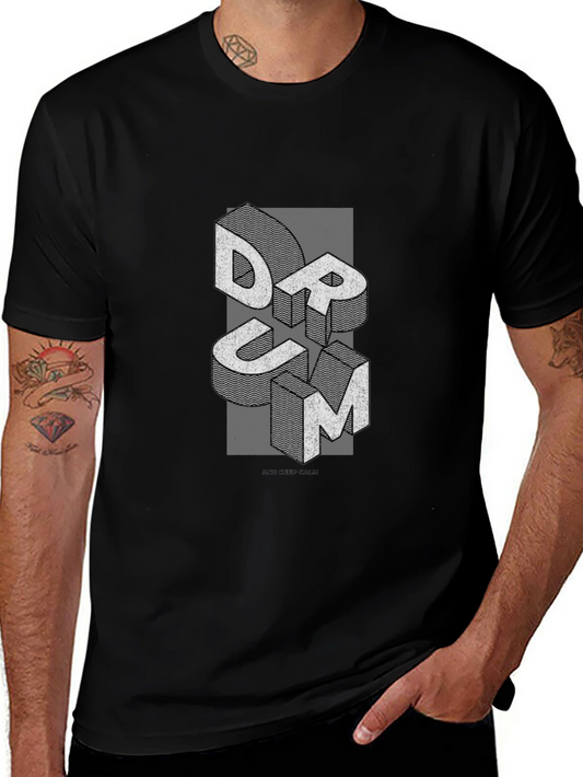 Abstract DRUM Graphic Tee - Mens Black T-Shirt