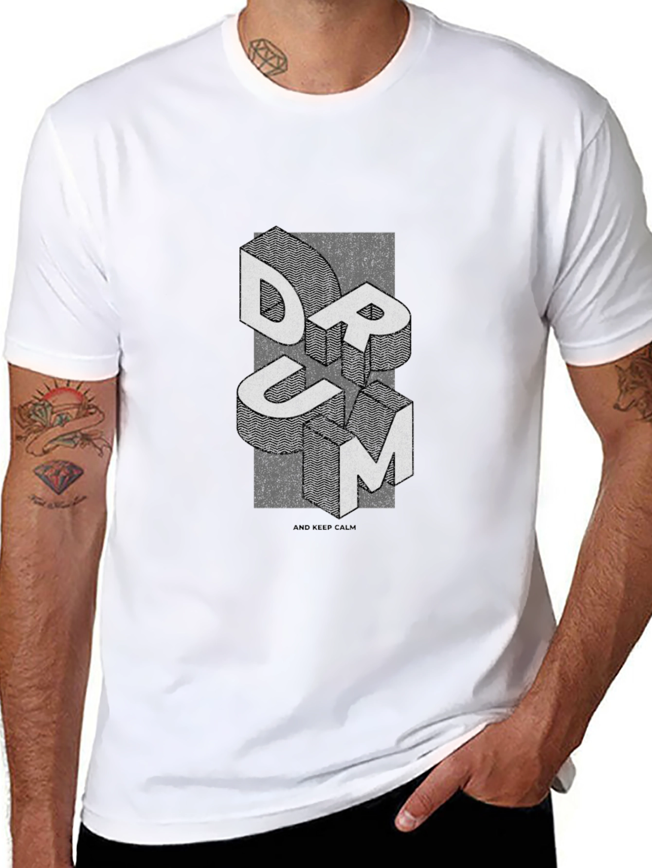 Abstract DRUM Graphic Tee - Mens Black T-Shirt