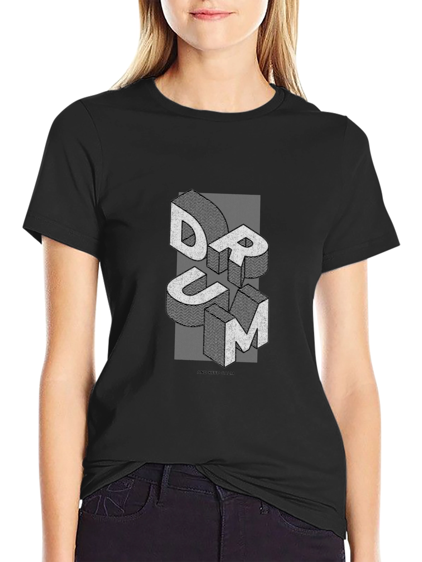 Abstract DRUM Graphic Tee - Mens Black T-Shirt