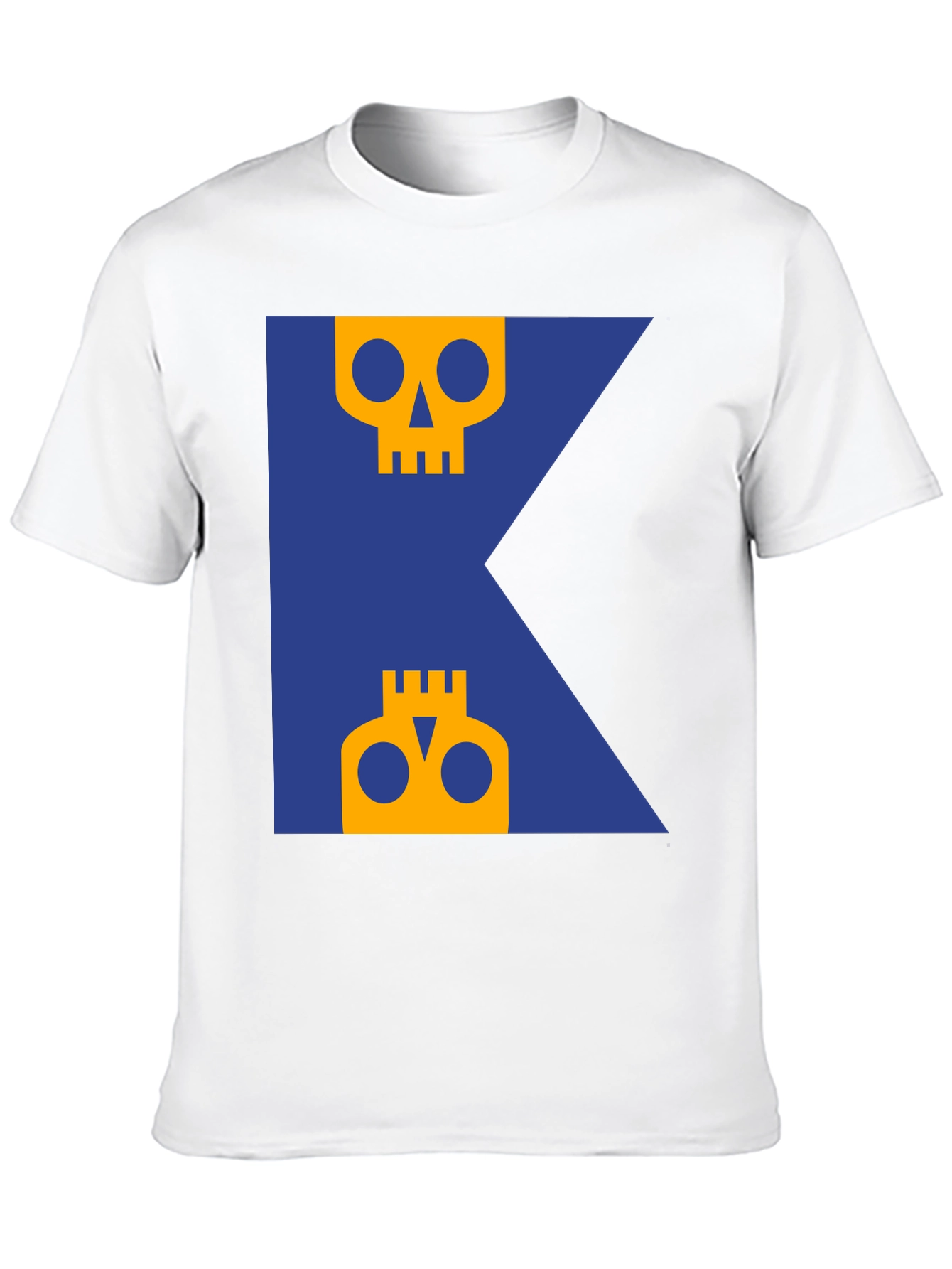 Skull Graphic Tee - Modern Blue & Yellow Design