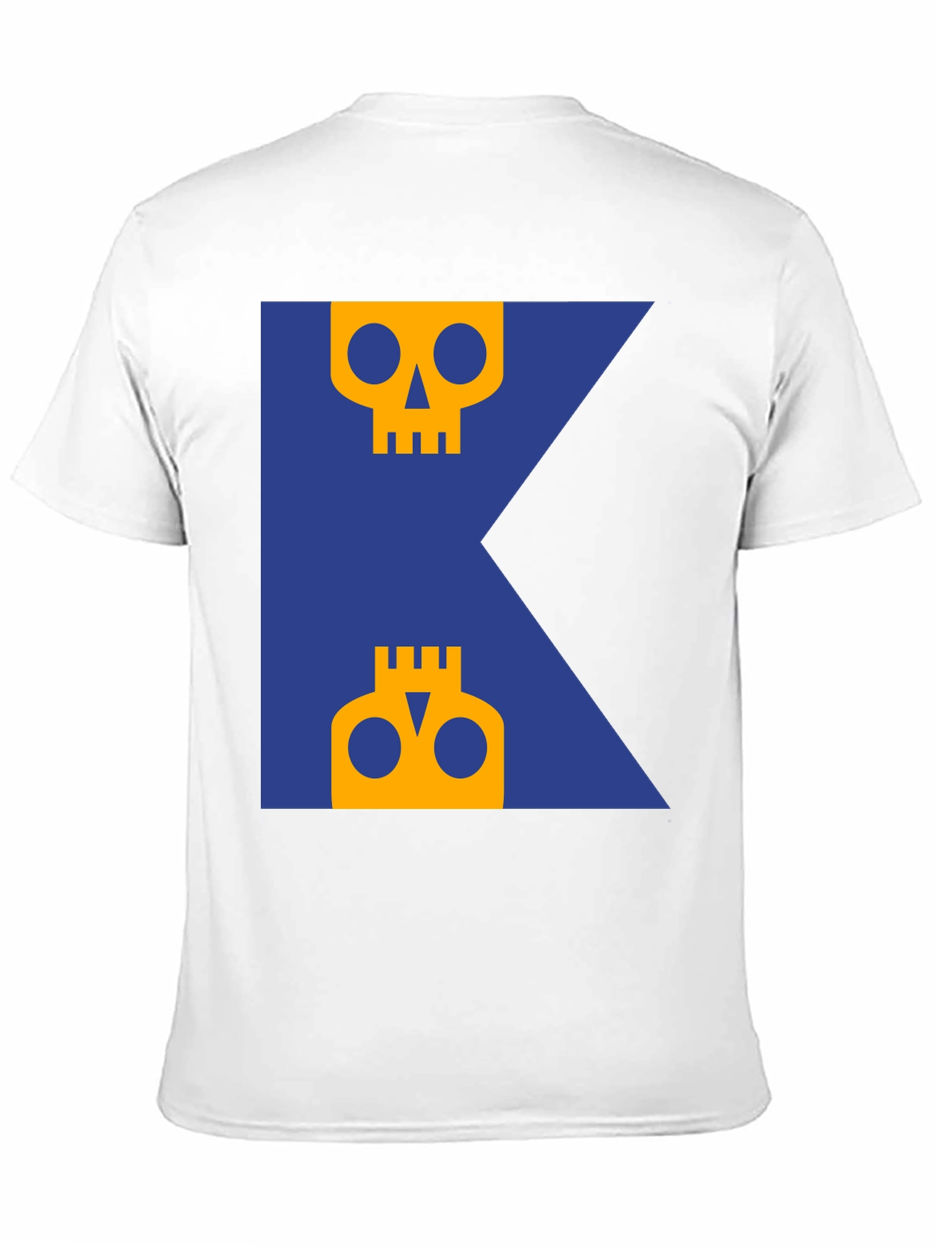 Skull Graphic Tee - Modern Blue & Yellow Design