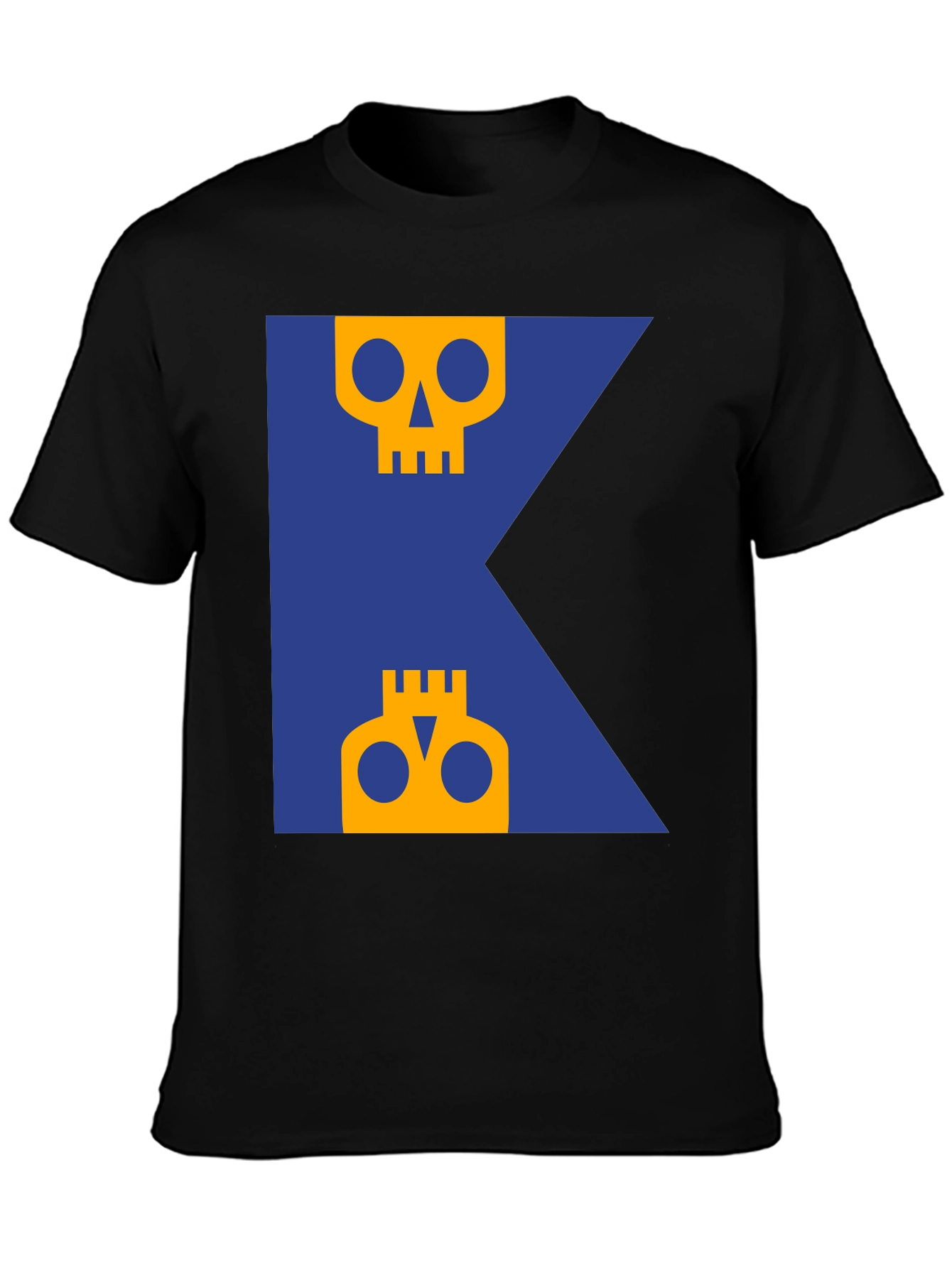 Skull Graphic Tee - Modern Blue & Yellow Design