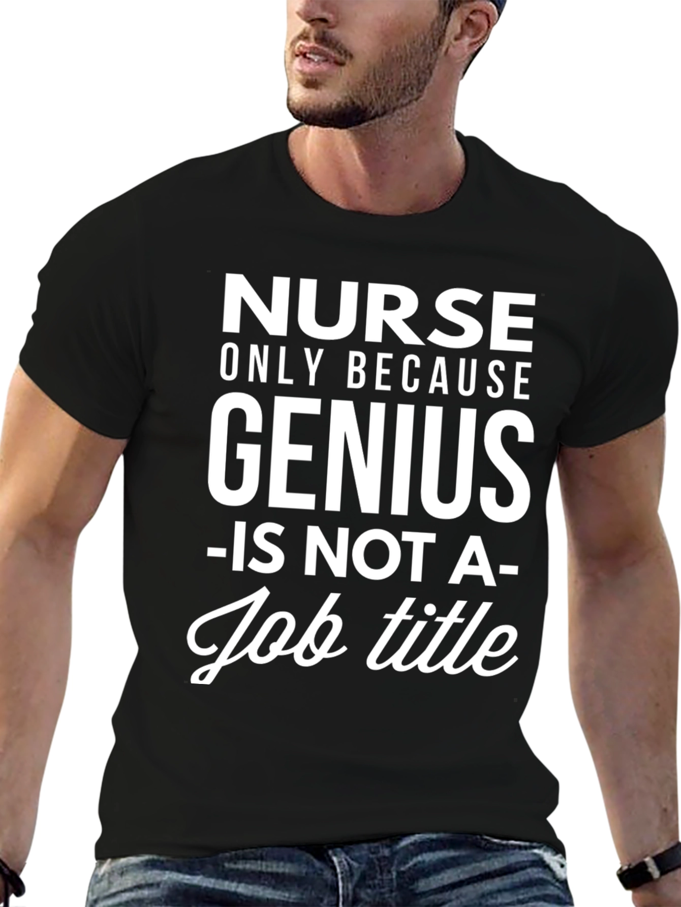 Nurse Genius Job Title Black Graphic Tee